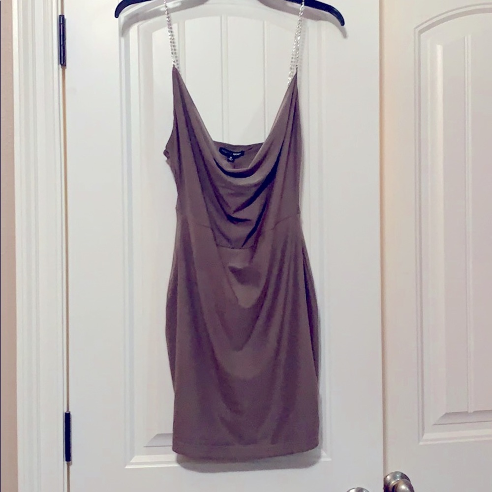 Fashion Nova Rhinestone Strap Fitted Mini Dress